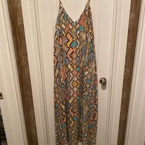 Multi Color Snake Print Maxi Dress
